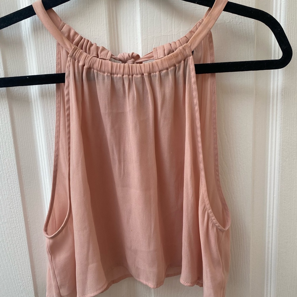 Pink cropped halter top